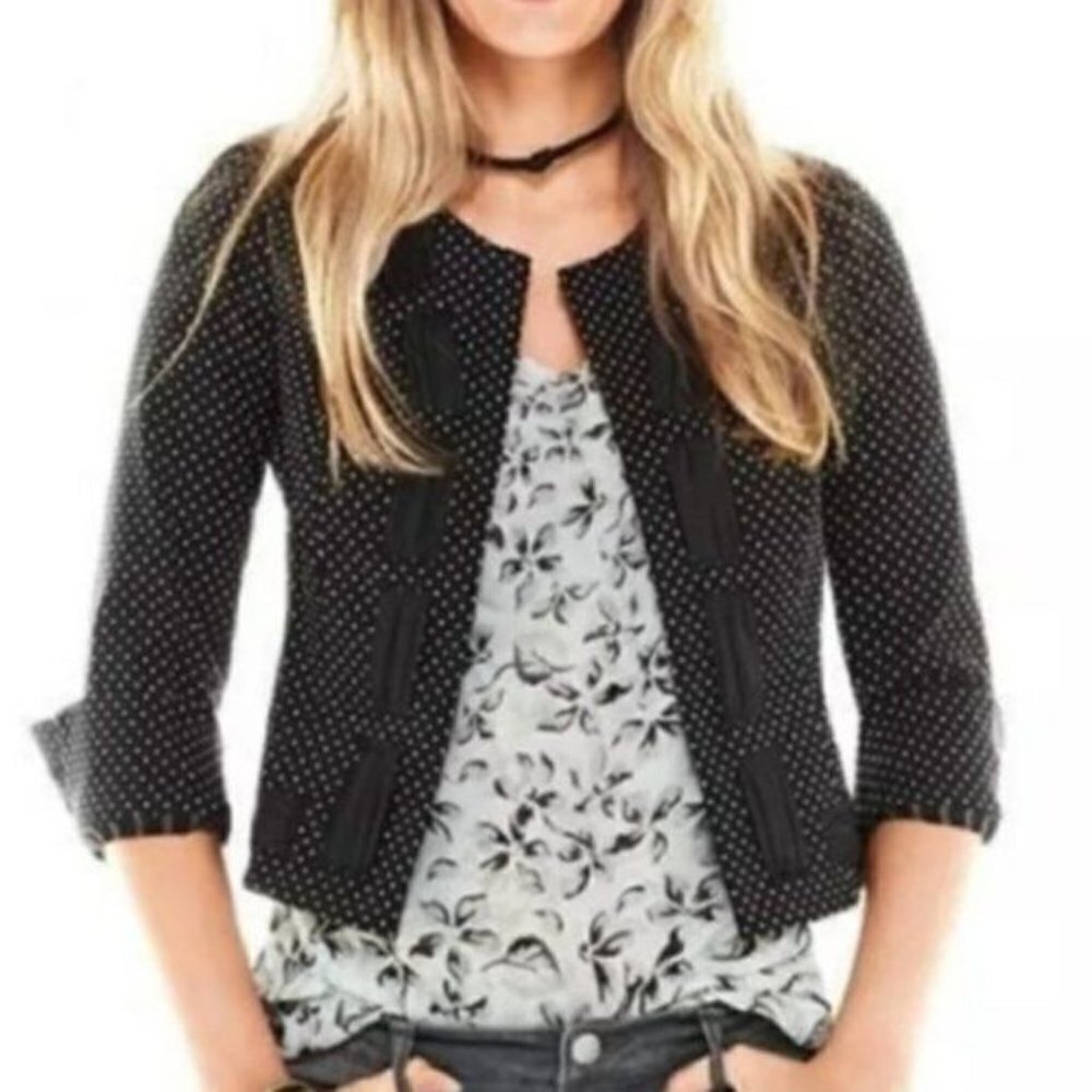 CABI Seaside Chic Blazer Black and White 3/4 Sleeve Sz 2 #5156 NWOT